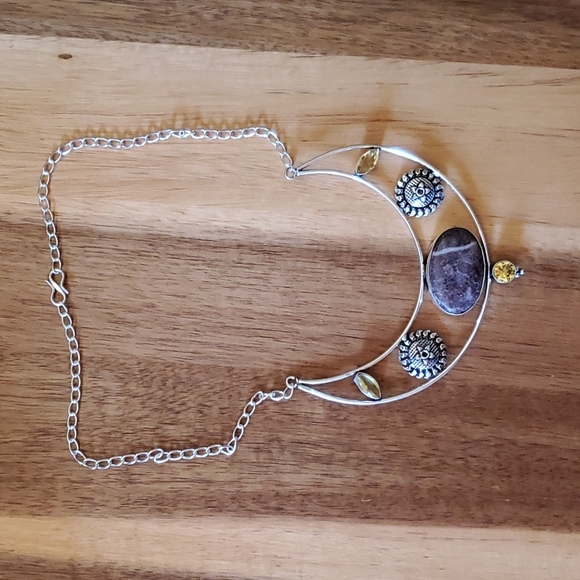 New Unique Cappuccino Jasper and Citrine 925 Silver Necklace. - Picture 5 of 10